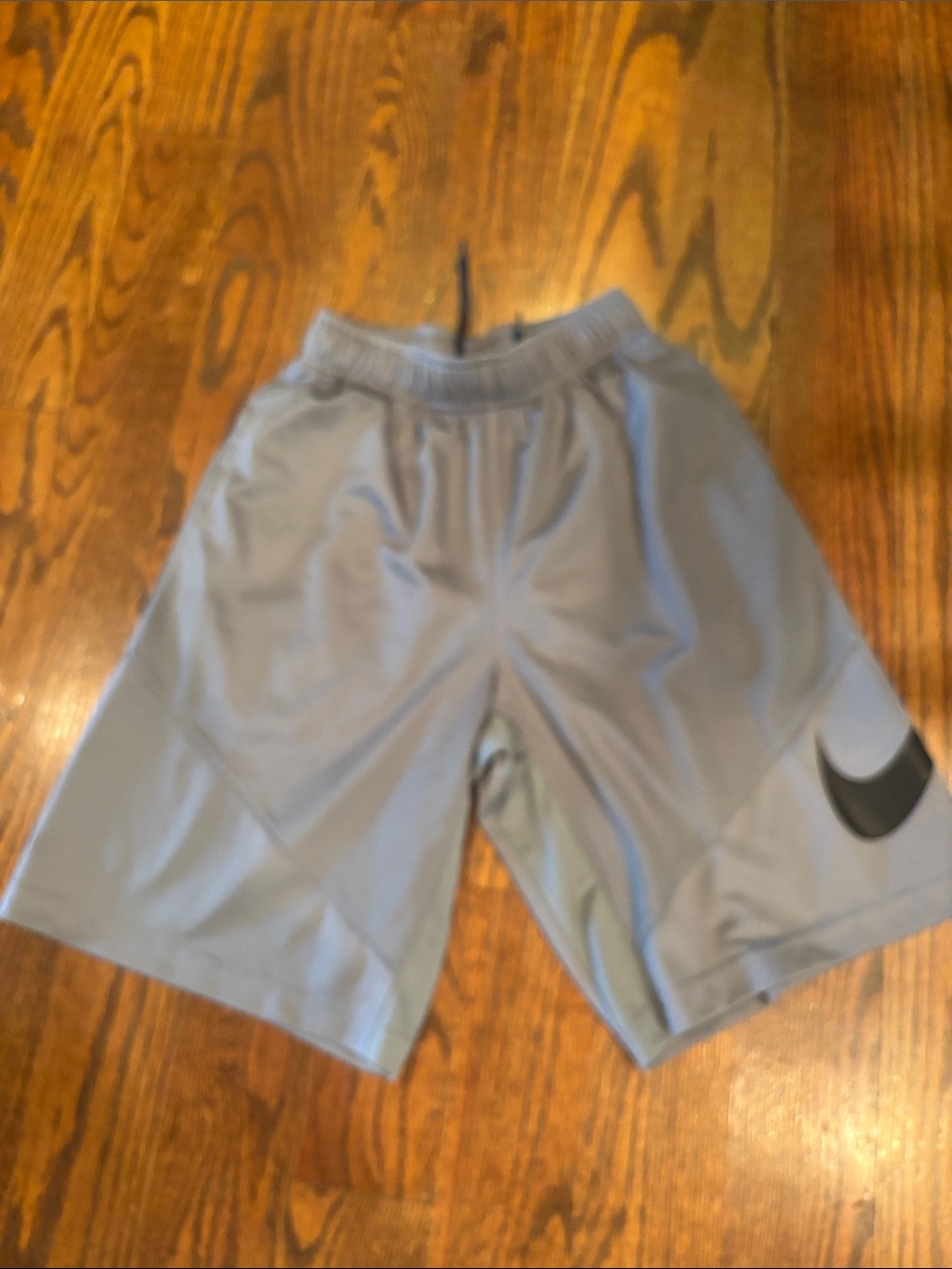 Nike Mens Gray Athletic Shorts with Black Swoosh